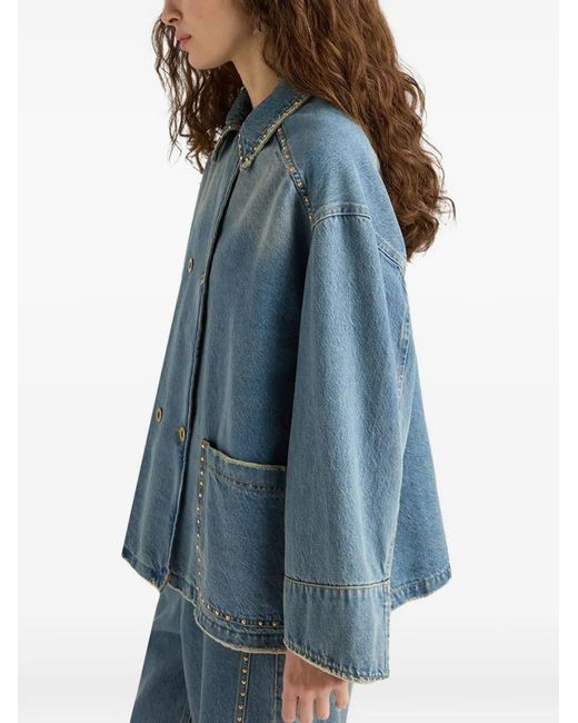 Momoní Blue Stud-Embellished Double-Breasted Jacket