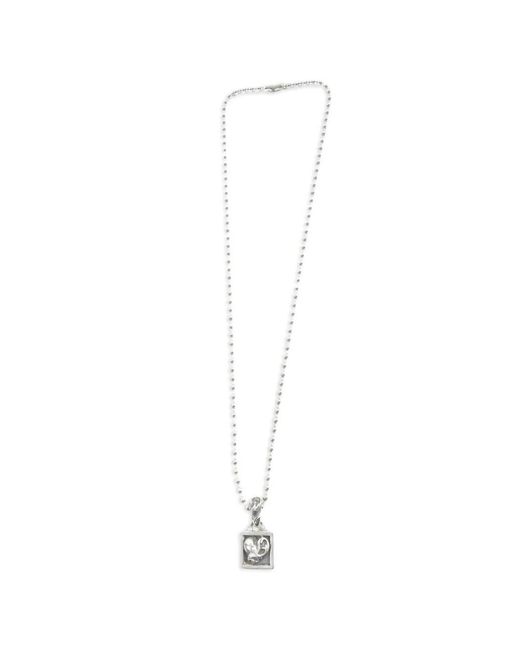 Chrome Hearts White Framed Heart Square Pendant Necklace for men