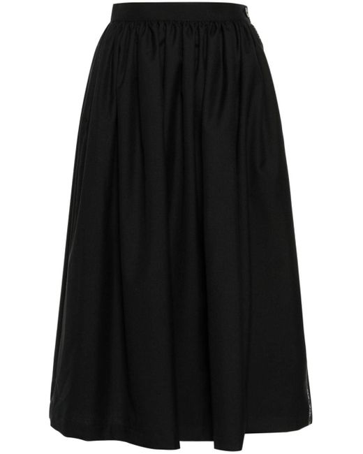 Comme des Garçons Black Wool Pleated Midi Skirt