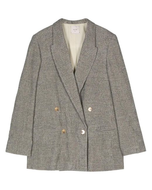Alysi Gray Mélange-Effect Double-Breasted Blazer