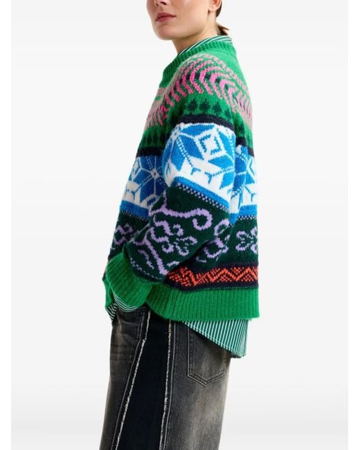 Essentiel Antwerp Green Pullover mit geometrischem Muster