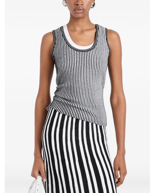 Proenza Schouler Black Lennox Stripe-Pattern Rib-Knit Top