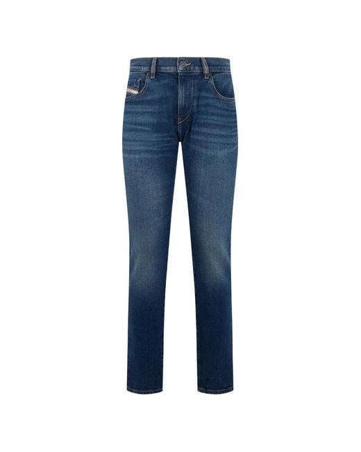 DIESEL Blue Faded Straight-Leg Jeans