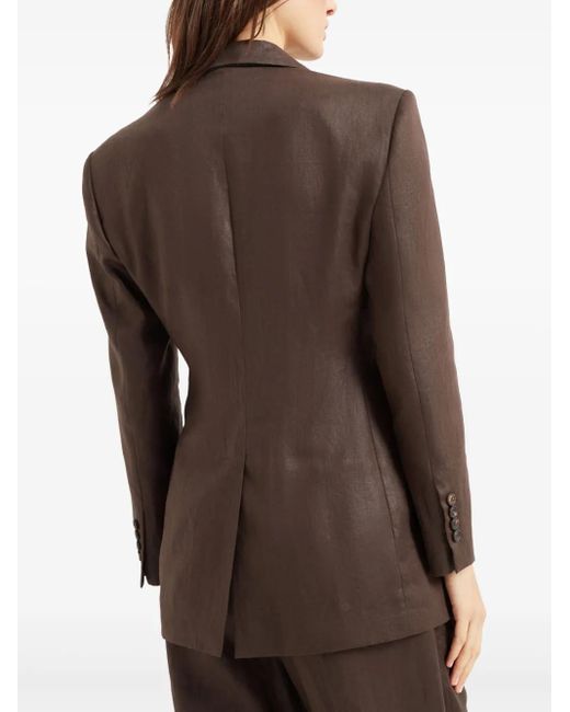 Brunello Cucinelli Brown Shiny Linen Jacket With Shiny Details