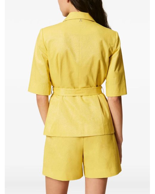 Twinset Yellow Blazer Ceinturé À Manches Courtes