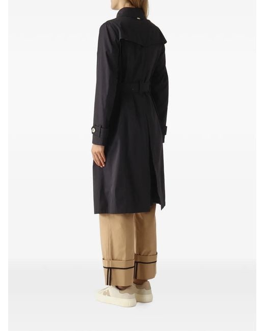 Herno Black Trench Ceinturé À Boutonnière Croisée