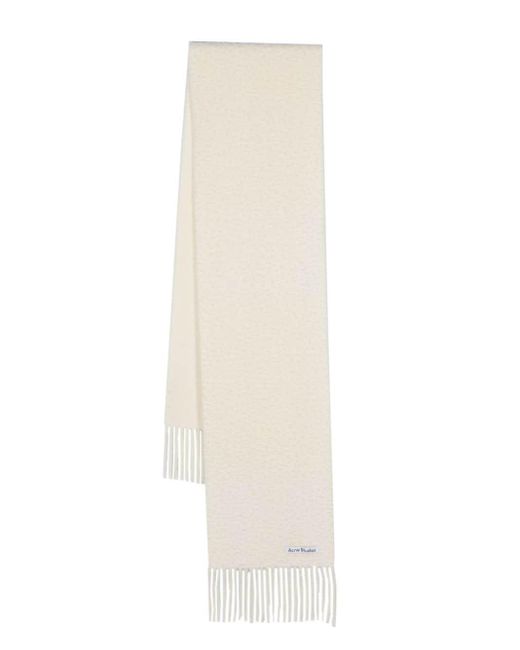 Acne White Brushed Wool Scarf