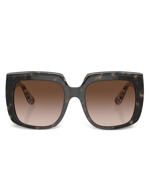Dolce & Gabbana Brown New Print Oversize-frame Sunglasses