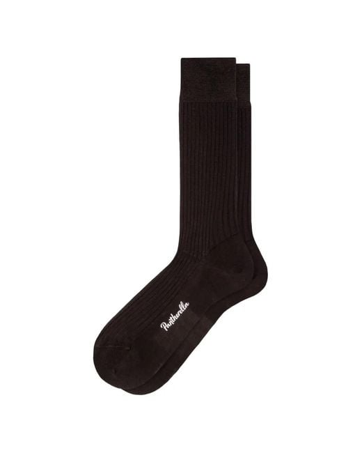Pantherella Black Ribbed-Knit Socks for men