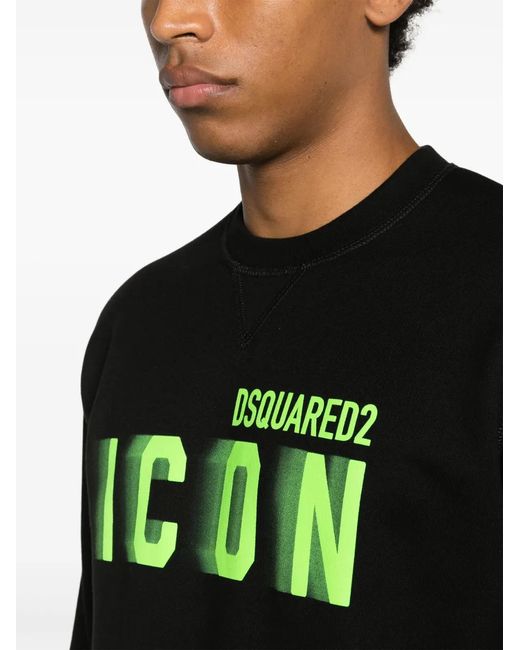 DSquared² Black Icon Print Cotton Sweatshirt for men