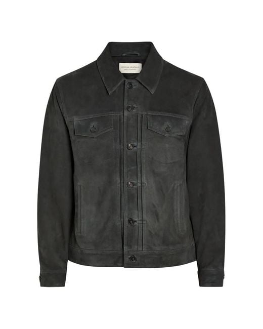 Officine Generale Black Suede Jacket for men