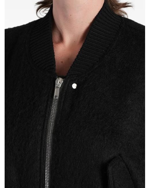 Rick Owens Black Cropped Oversized Bomber Jacket