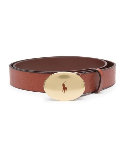 Polo Ralph Lauren ロゴプレート レザーベルト Brown
