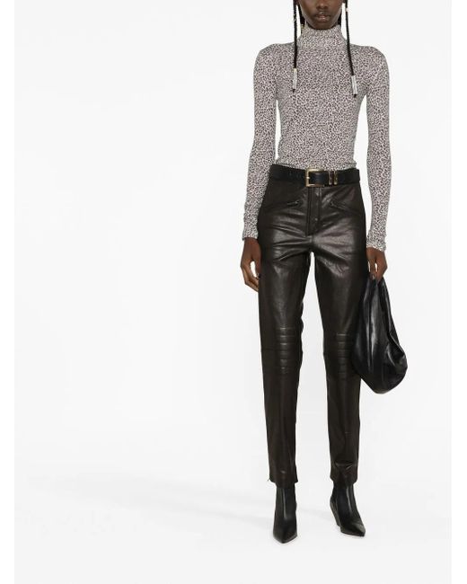 Saint Laurent Brown Leopard Turtleneck Jumper