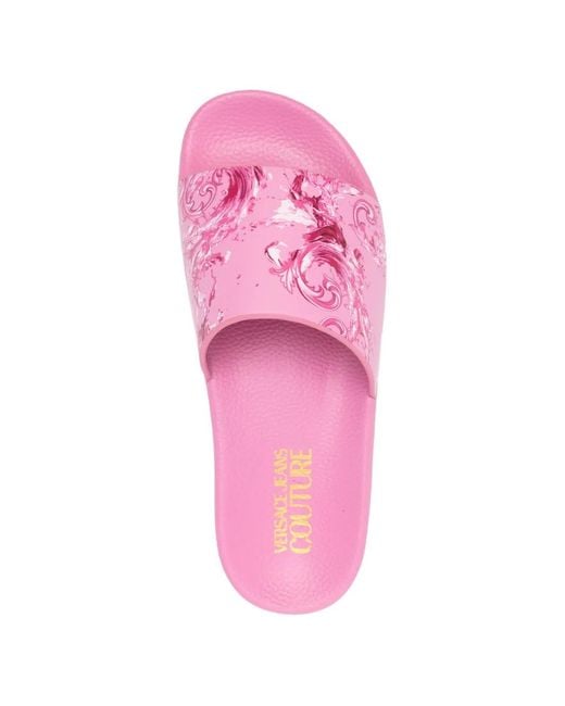 Versace Jeans Couture Pink Patterned Slides