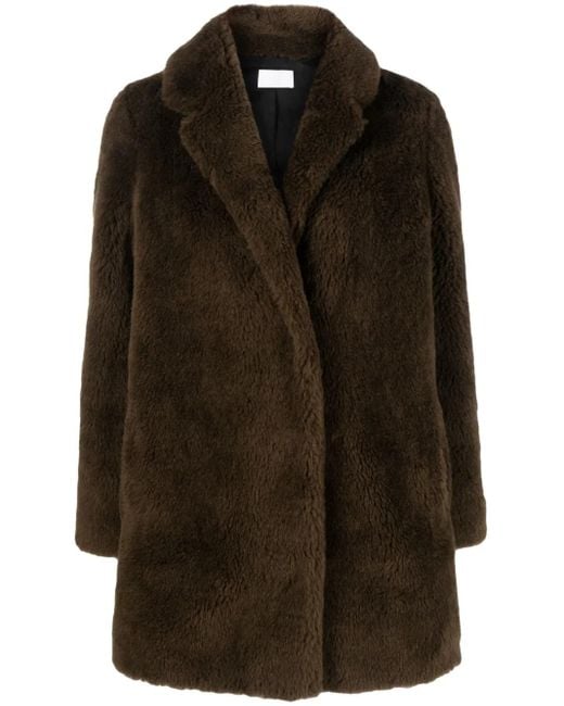 Yves Salomon Black Notched-Collar Single-Breasted Coat