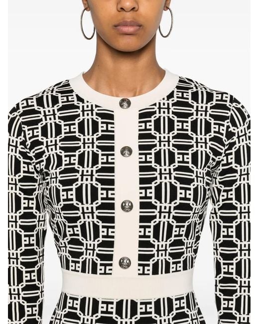 Elisabetta Franchi White Logo-Jacquard Mini Dress