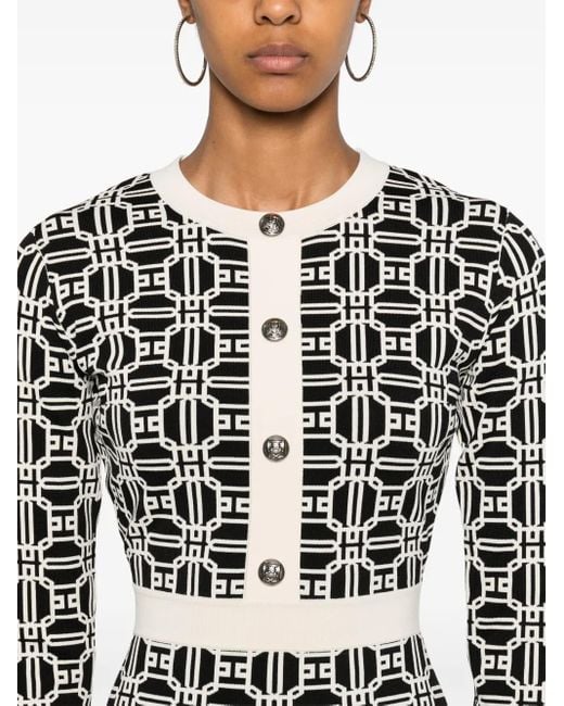 Abito Corto Con Effetto Jacquard di Elisabetta Franchi in White
