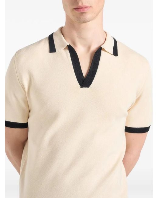 Manière De Voir Natural Lambert Contrast-Detail Knit Cream Polo Shirt for men