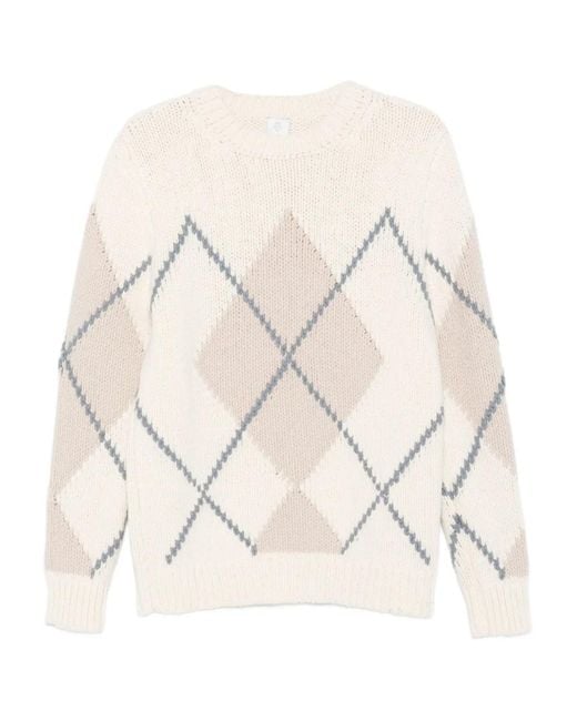 Eleventy Natural Diamond-Pattern Crew-Neck Sweater for men