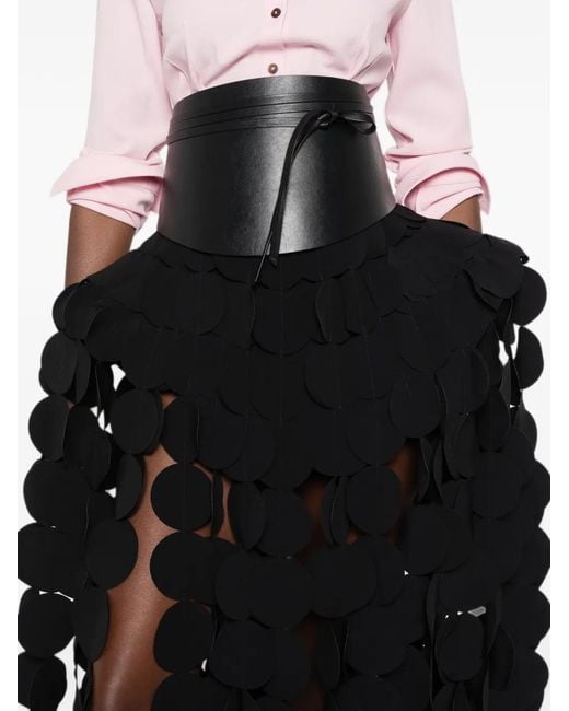 A.W.A.K.E. MODE Black Circle-Appliqué Mid Skirt