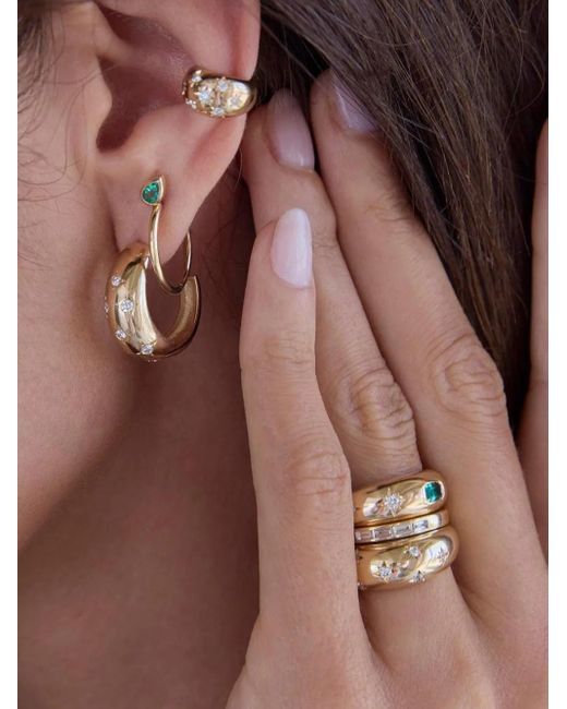 Zoe Chicco Brown 14K Diamond Star Hoop Earrings