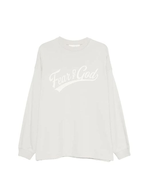 Fear Of God White Logo-Print Long-Sleeves T-Shirt for men