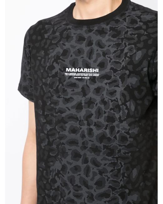 Maharishi Black Logo-Print Organic-Cotton T-Shirt for men