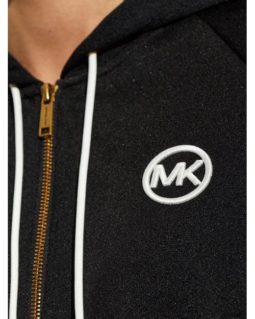 MICHAEL Michael Kors Black Logo-Embroidered Zip-Up Hoodie