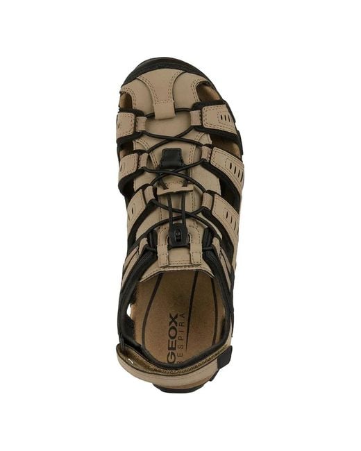 Geox Black Strada Cut-Out Touch-Strap Sandals for men