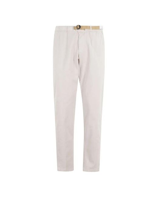White Sand White Belted Tapered-Leg Trousers for men