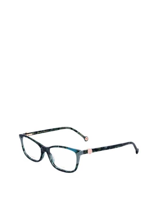 Carolina Herrera White Tortoiseshell-Effect Rectangle-Frame Glasses