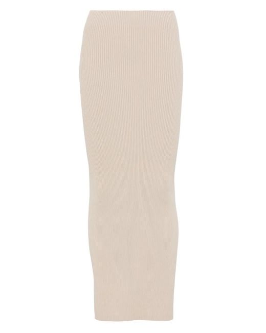 Max Mara White Gerippter Midirock