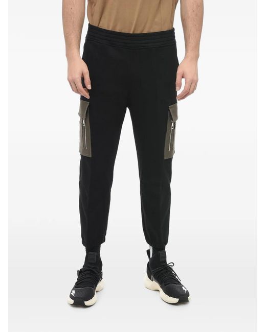 Neil Barrett Black Cargo-Pocket Track Pants for men