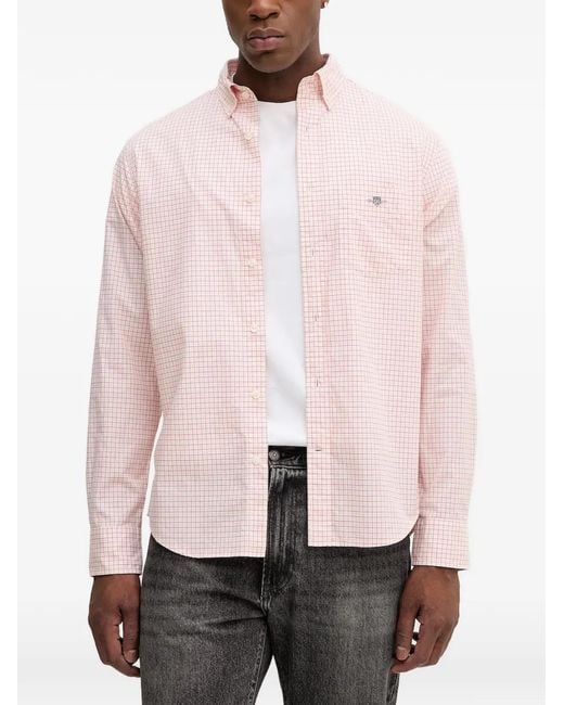 Gant Pink Checked Regular Shirt for men