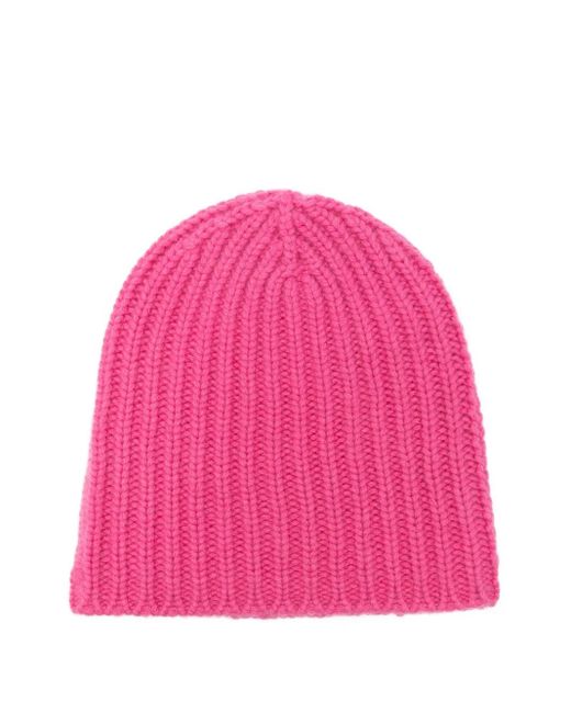 Warm-me Pink Gerippte Kaschmirmütze