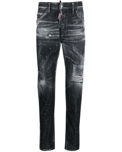 DSquared² Slim-Fit-Jeans im Distressed-Look in Blue für Herren