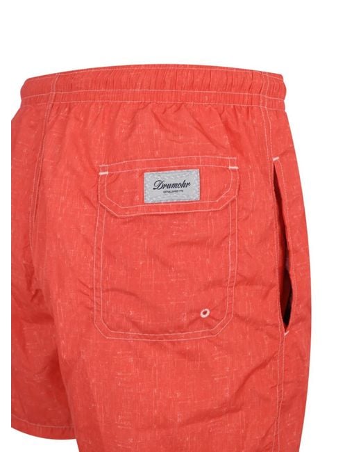 Drumohr Red Drawstring Slub-Texture Shorts for men