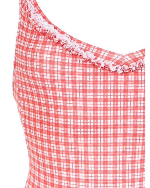 Amir Slama Red Plaid Swimsuit