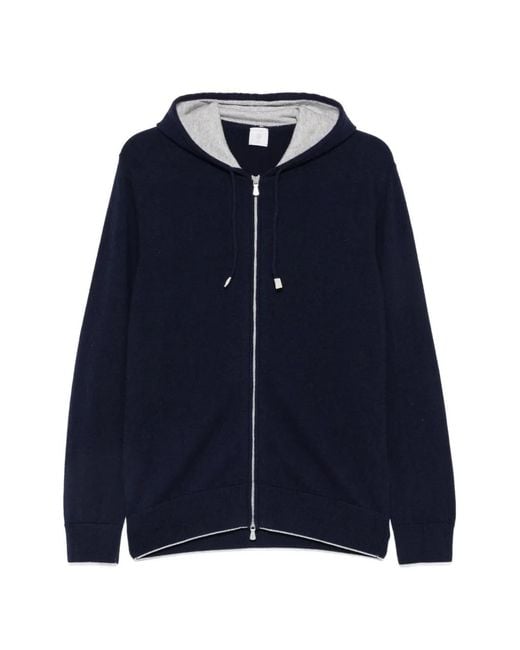 Eleventy Blue Zip-Up Hoodie for men
