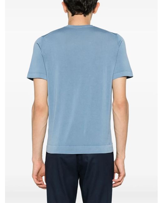 Drumohr Blue Crew-Neck Short-Sleeve T-Shirt for men