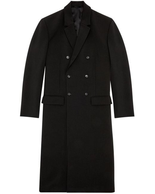 DIESEL Black Double-breasted Tailored Coat for men