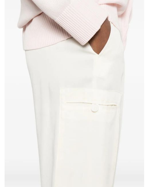 Twinset White Cargo-Pocket Straight Trousers
