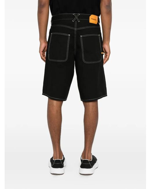 Replay Black Contrast-Stitch Shorts
