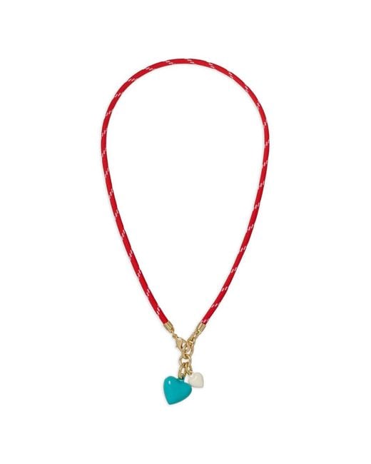 Roxanne Assoulin Blue Happy Cord Double-Heart Pendant Necklace