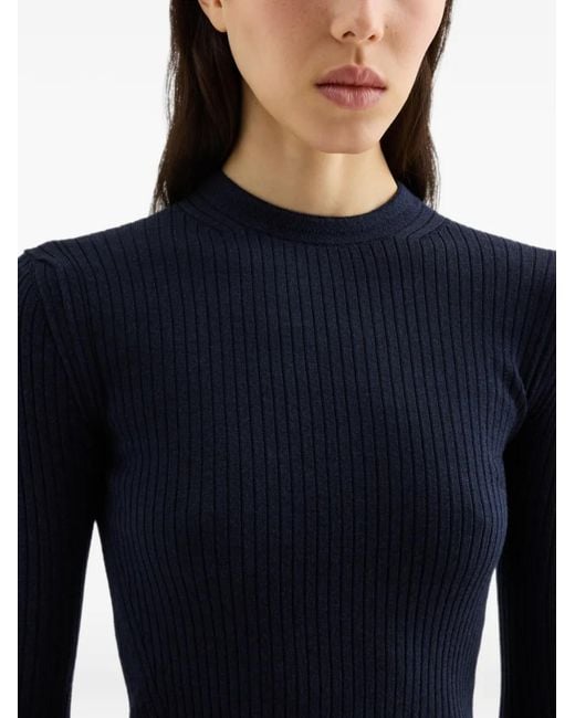 Jil Sander Blue Ribbed-Knit Lightweight Sweater
