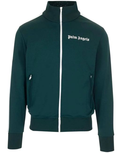 Palm Angels Green Logo-Print Sweatshirt for men