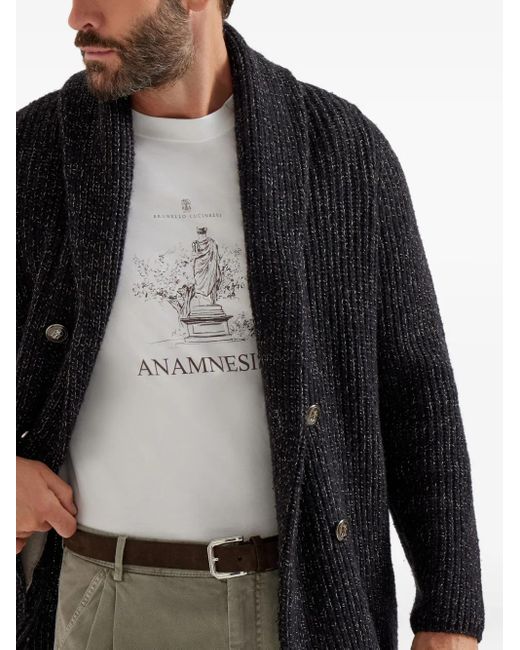 Brunello Cucinelli Weißes Statue-Print Crew Neck T-Shirt in White für Herren