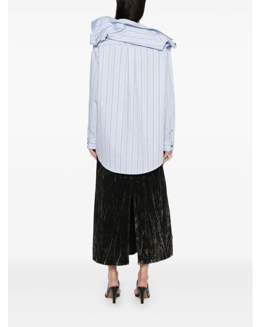 Y. Project Blue Organic Cotton Striped Draped Shirt