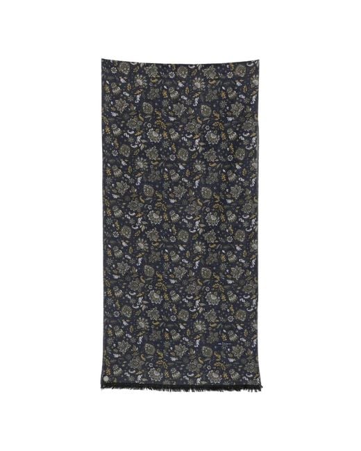 Kiton Gray Paisley Fringed Scarf for men